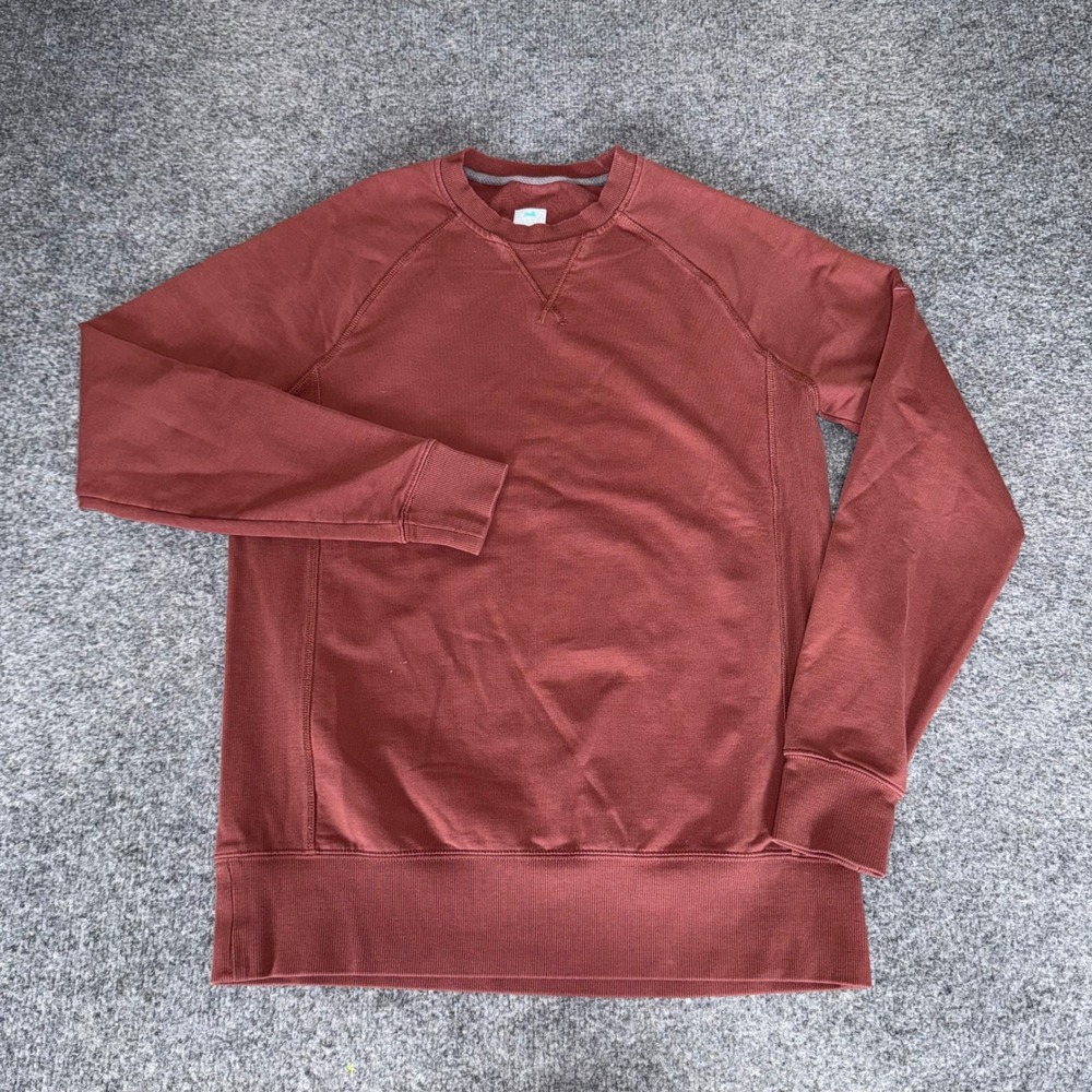 Myles Apparel Mens Crewneck Sweatshirt‎ Rust Red Raglan Sleeve Pullover Size L